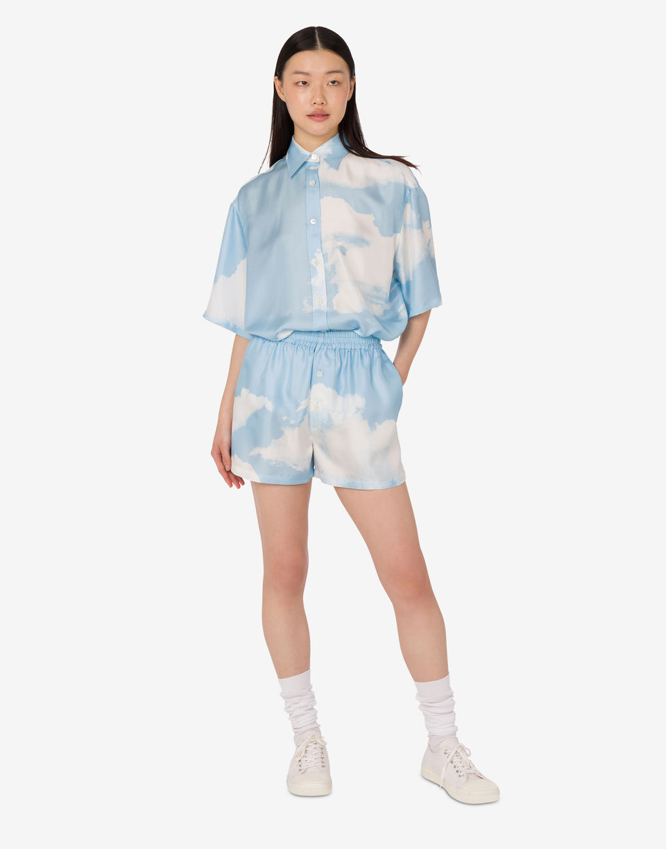 Pantalones cortos de sarga de seda Archive Clouds Celeste Moschino 1