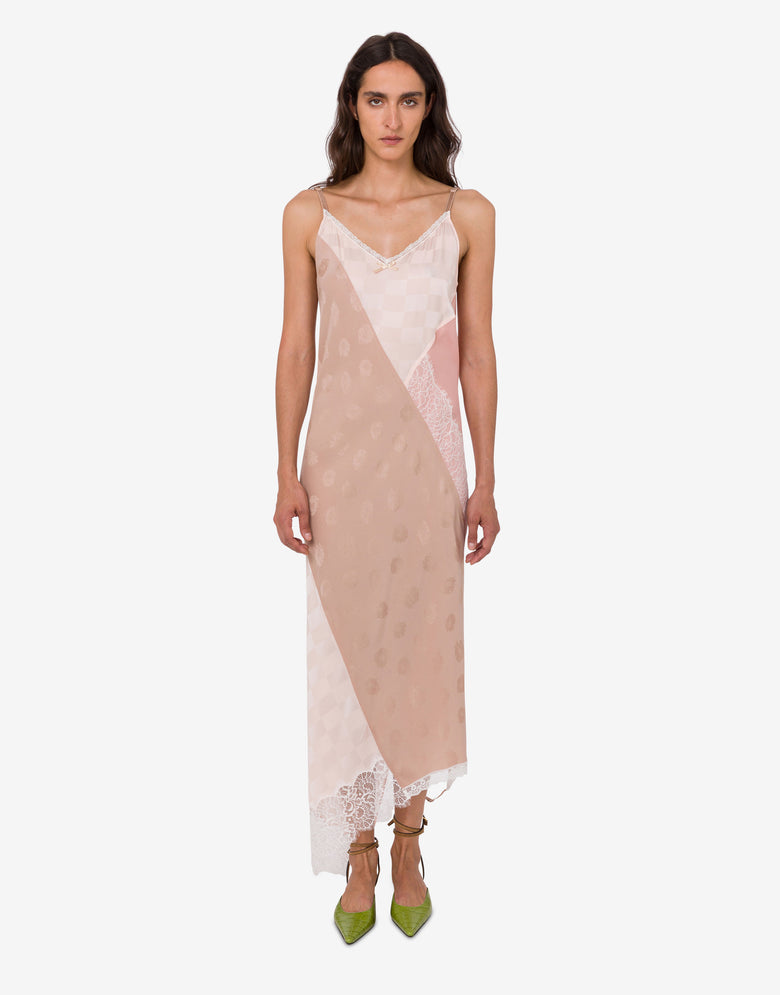 Embroidered silk blend dress Pale pink Moschino 1