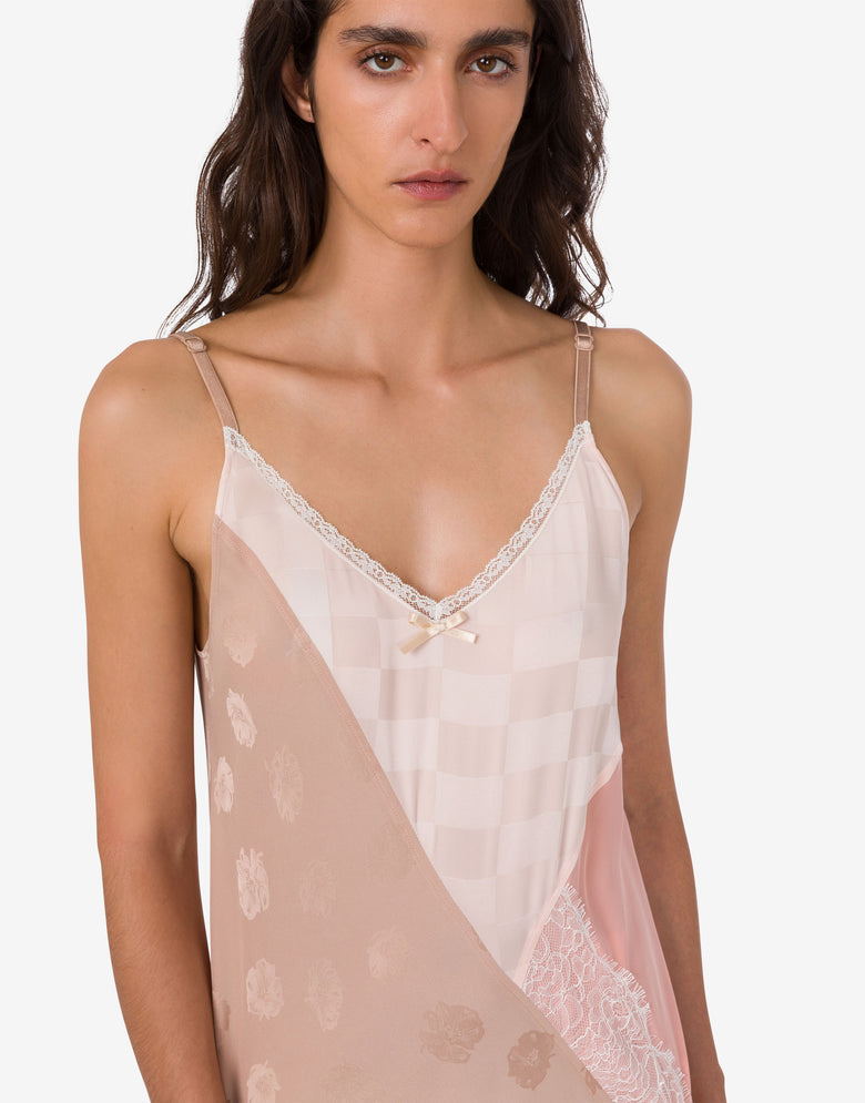 Embroidered silk blend dress Pale pink Moschino 3