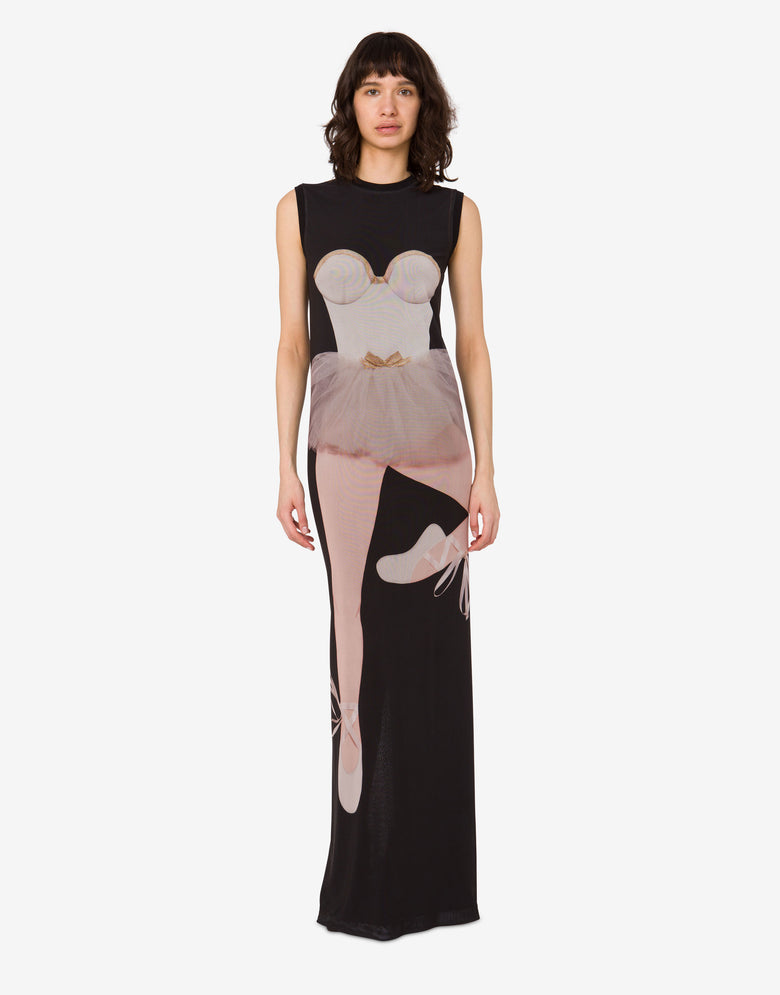 Printed stretch tulle dress Black Moschino 1