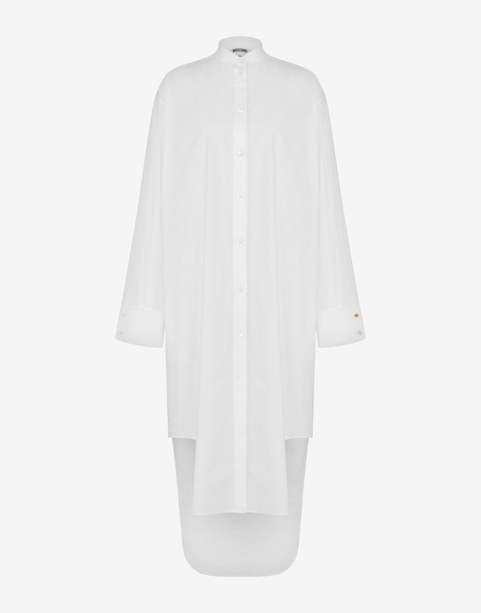 Vestido de popelina de algodón Laurel Crown Blanco Moschino 0