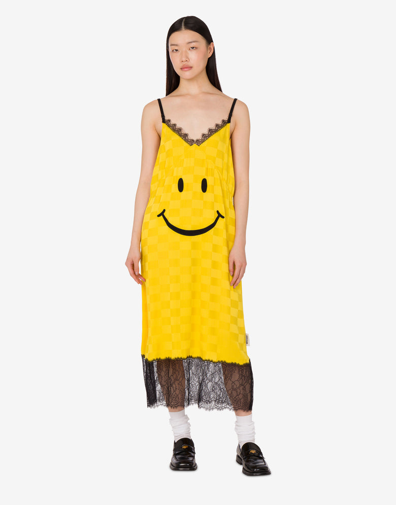 Vestido de seda Smiley® Amarillo Moschino 1