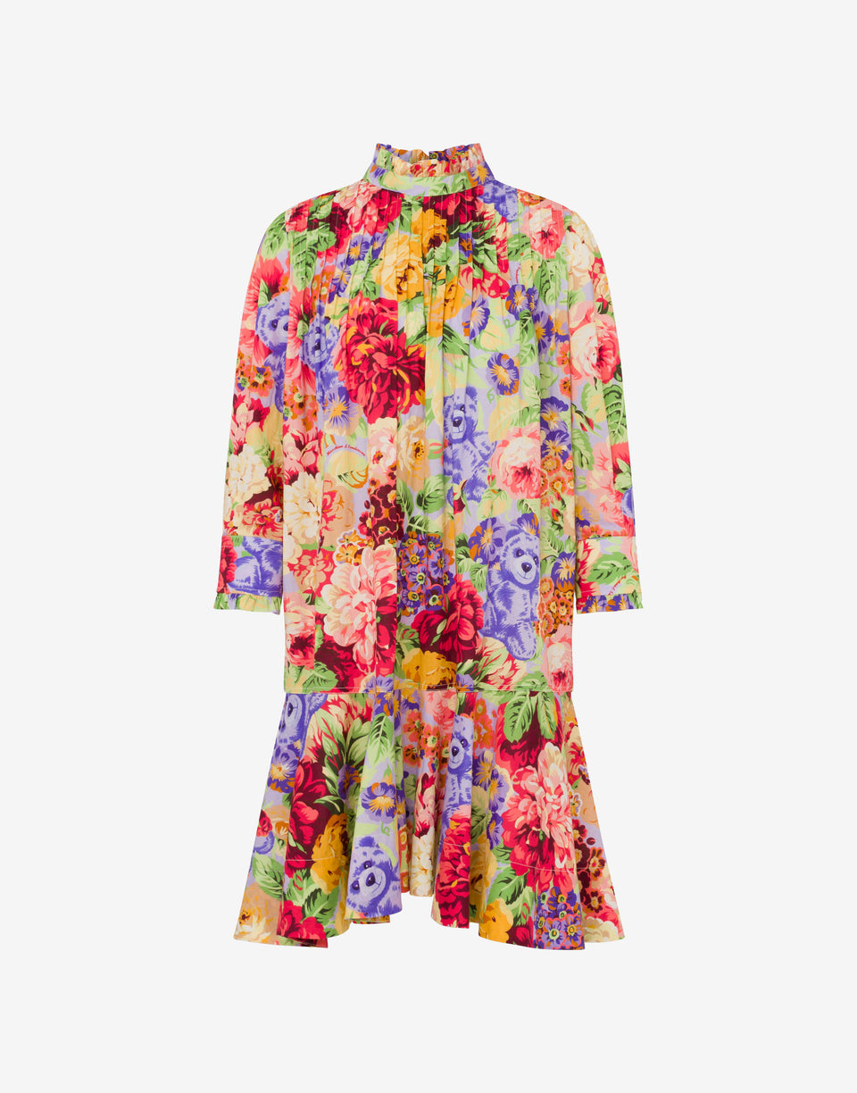 Vestido de popelín de algodón estampado  Multicolor Moschino 0