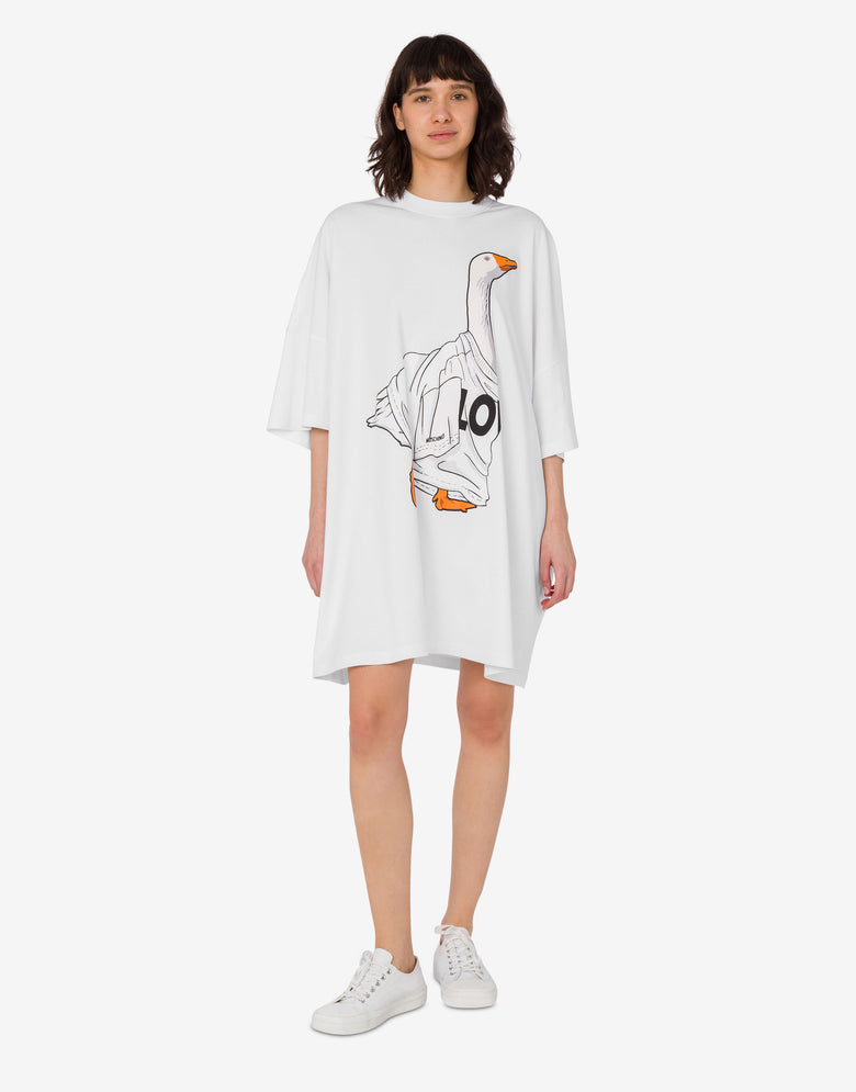 厚棉质超大连衣裙Goose 白色 Moschino 1