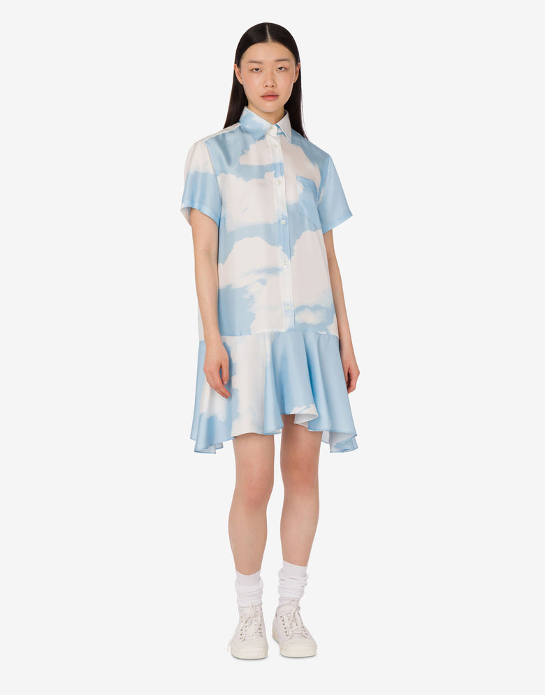 Vestido de sarga de seda Archive Clouds Celeste Moschino 1
