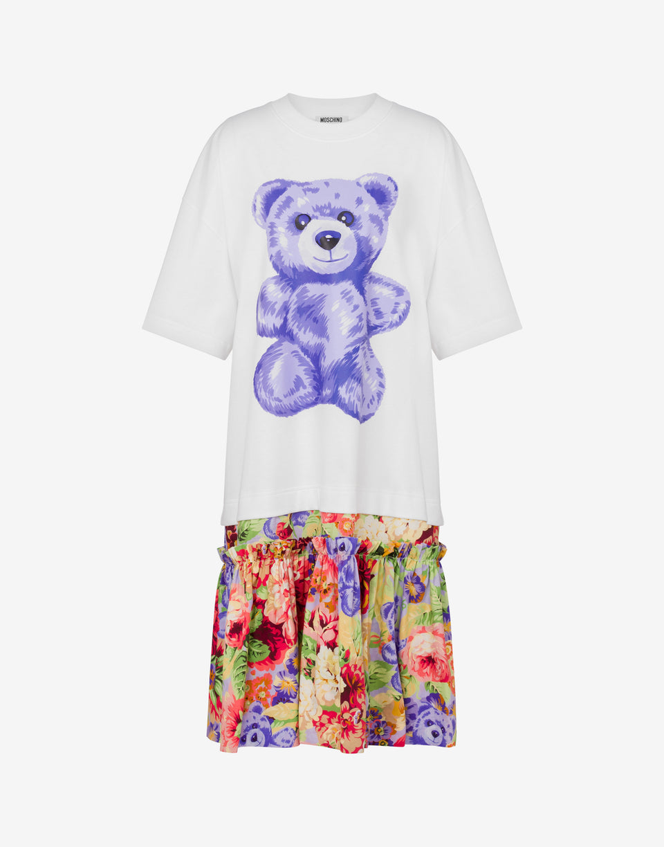 Vestido oversize de algodón Moschino Teddy Bear Blanco Moschino 0