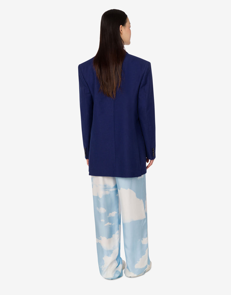 Cotton shantung jacket Laurel Crown Dark blue Moschino 2
