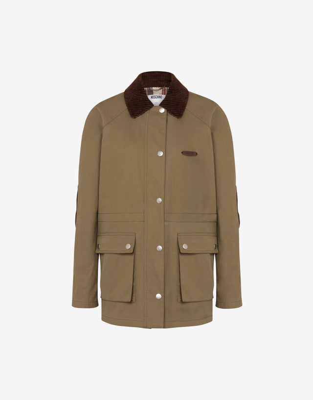 Chaqueta diagonal de algodón Verde militar Moschino 0