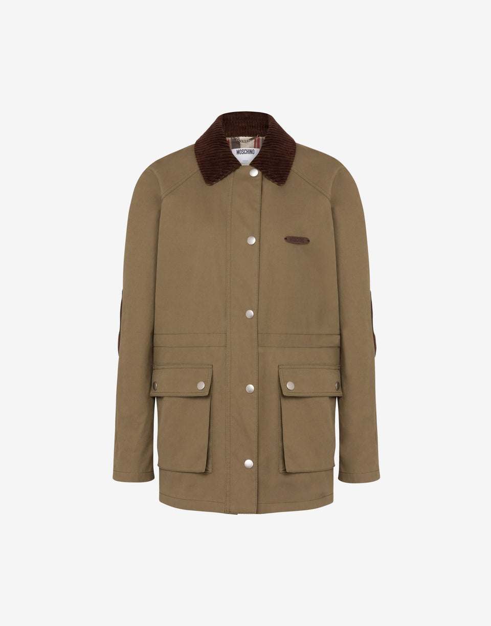 Chaqueta diagonal de algodón Verde militar Moschino 0