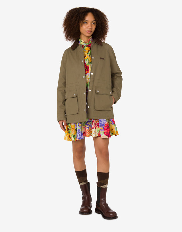 Chaqueta diagonal de algodón Verde militar Moschino 1