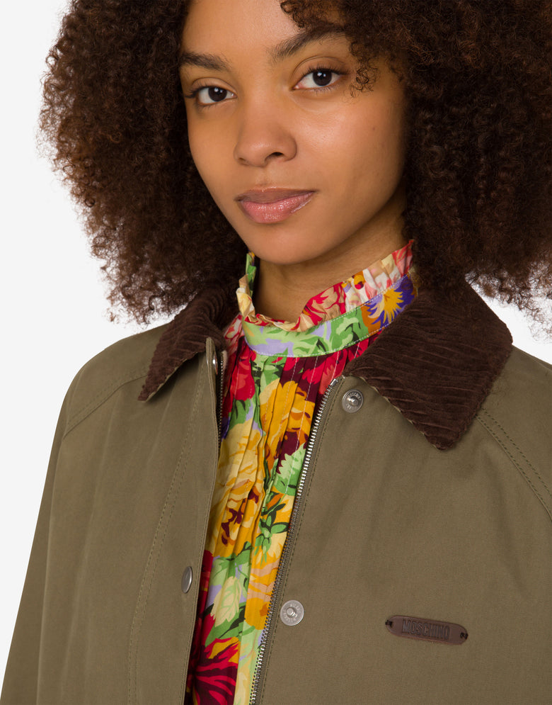 Chaqueta diagonal de algodón Verde militar Moschino 3