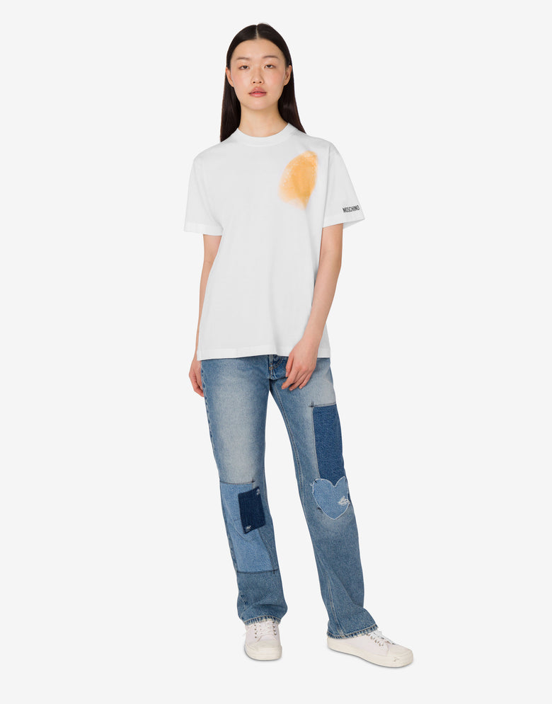 Camiseta de punto de algodón orgánico Archive Blanco Moschino 1