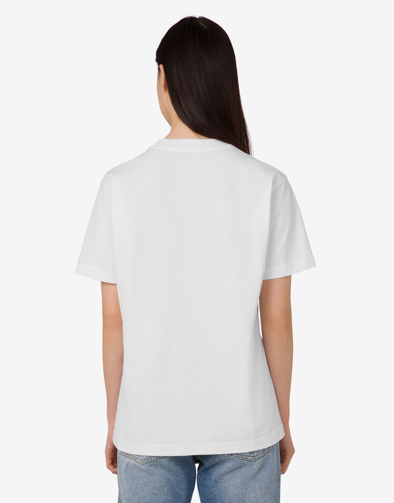 Camiseta de punto de algodón orgánico Laurel Crown Blanco Moschino 3