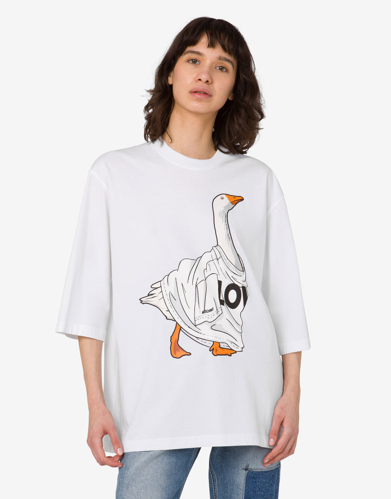 有机棉针织 T 恤Goose 白色 Moschino 2