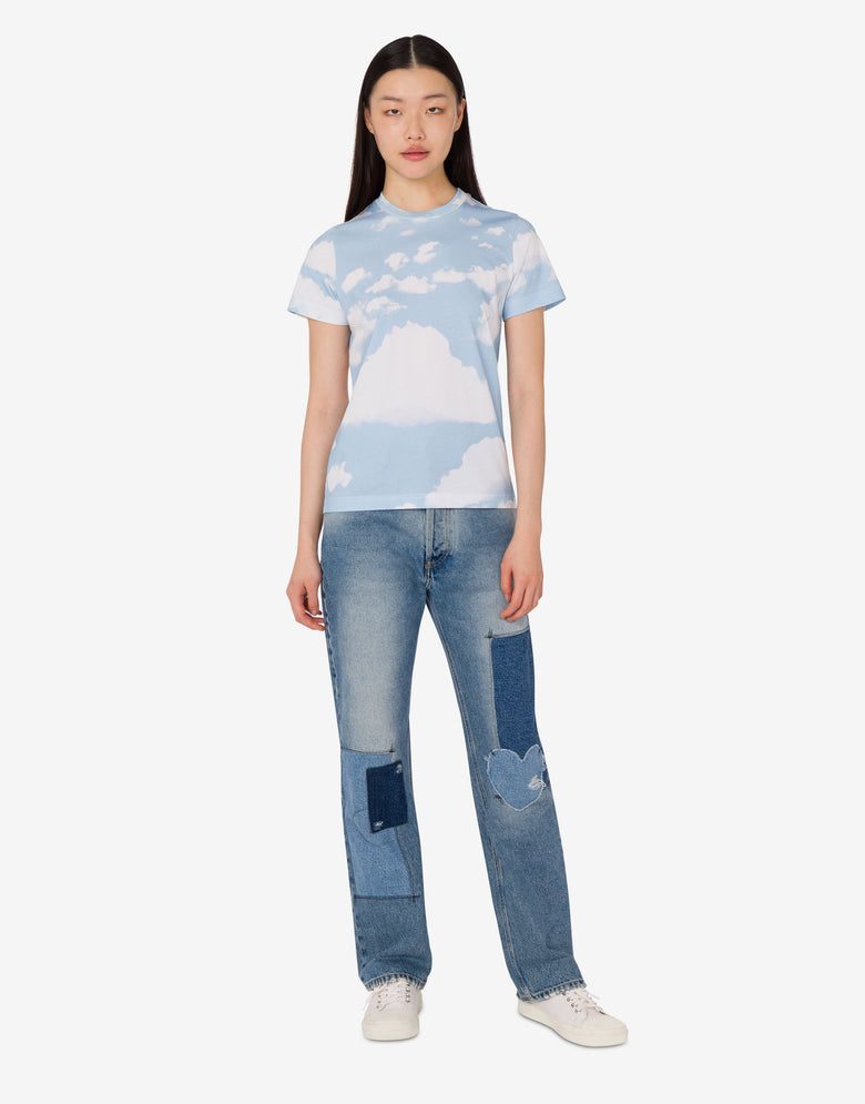有机棉针织 T 恤Archive Clouds 天蓝色 Moschino 1