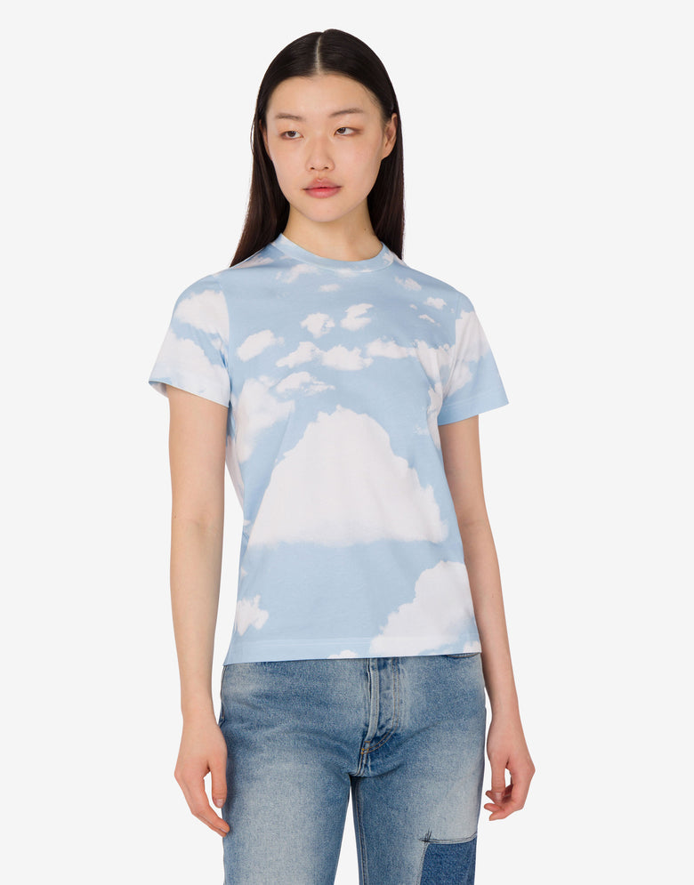 有机棉针织 T 恤Archive Clouds 天蓝色 Moschino 2