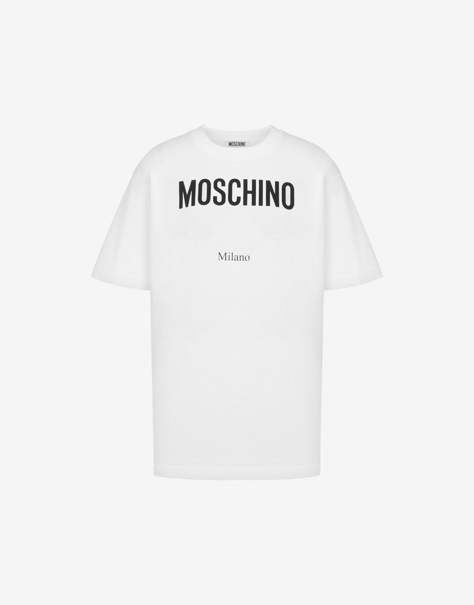 Printed organic cotton jersey T-shirt White Moschino 0