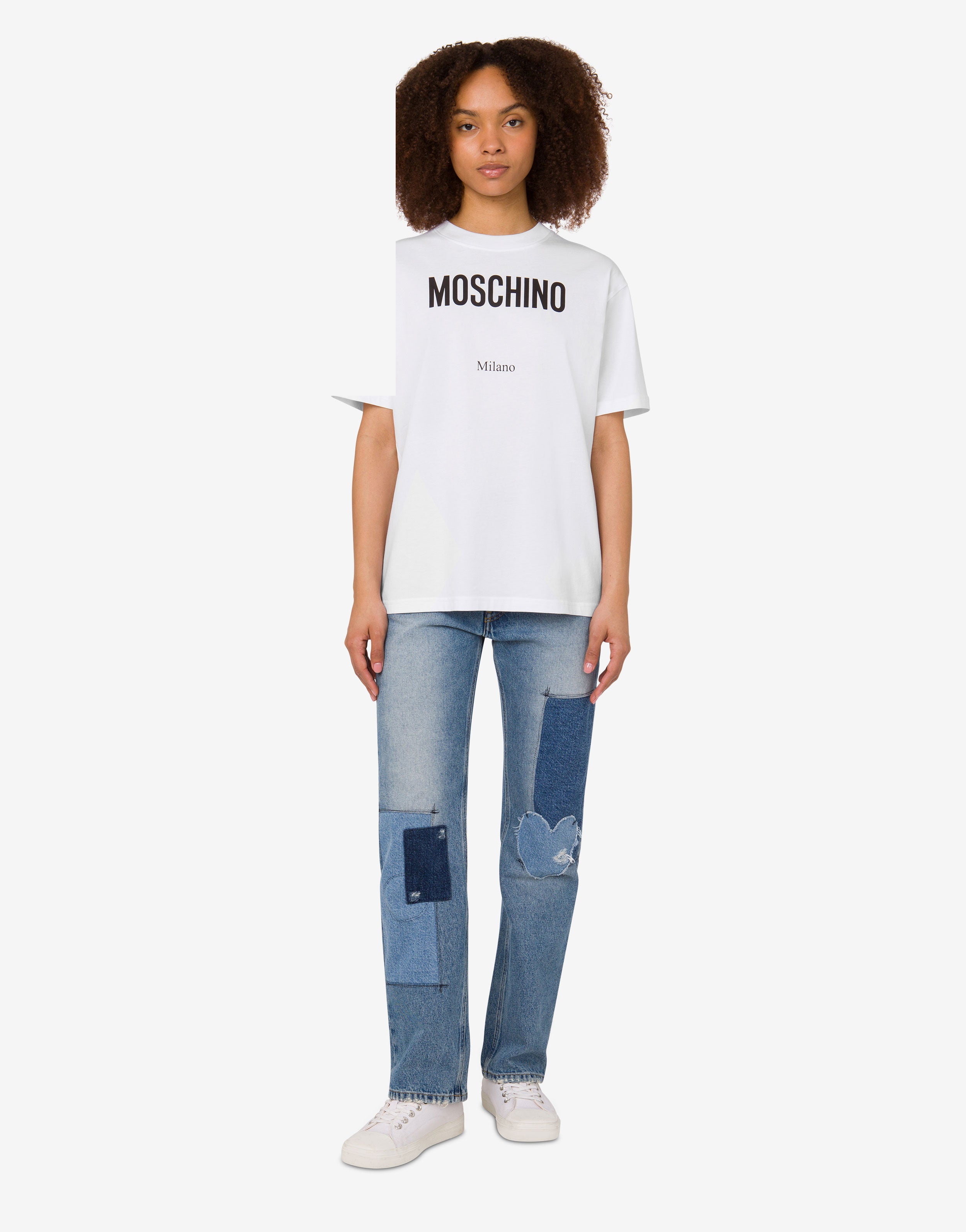 Printed organic cotton jersey T-shirt | Moschino Printed organic cotton jersey T-shirt | Moschino