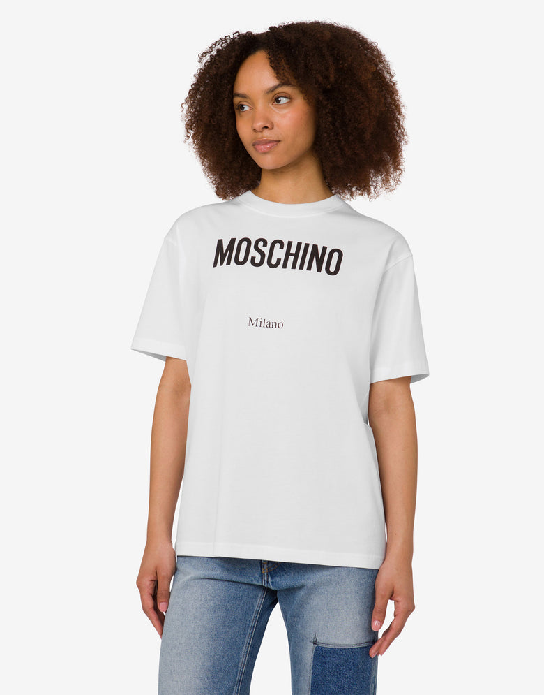 Printed organic cotton jersey T-shirt White Moschino 2