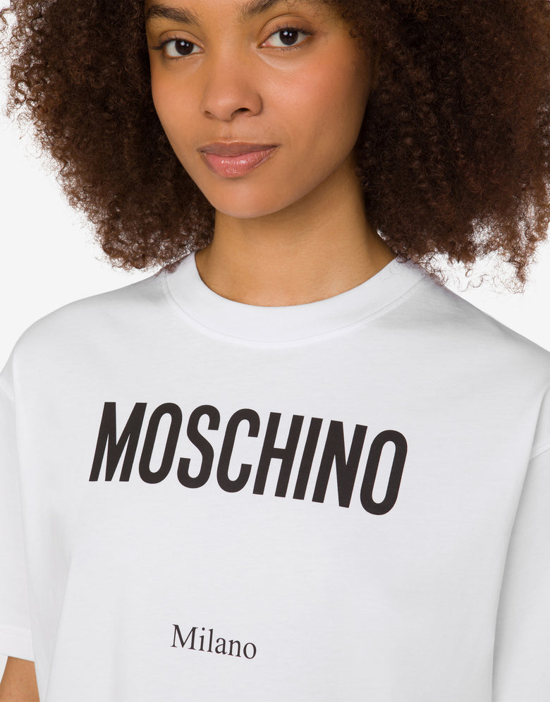 Printed organic cotton jersey T-shirt White Moschino 4