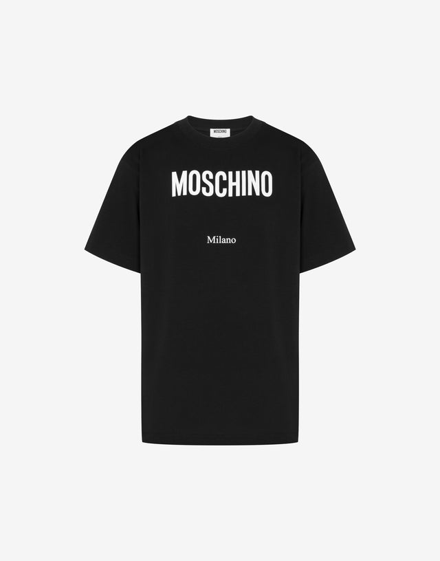 Camiseta estampada de punto de algodón orgánico Negro Moschino 0