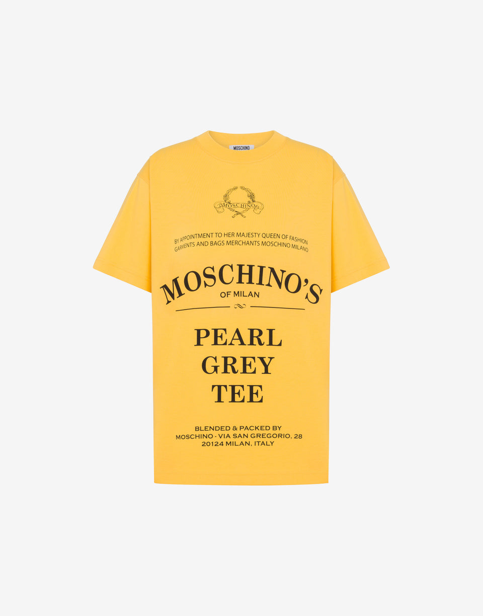 Printed organic cotton jersey T-shirt Yellow Moschino 0
