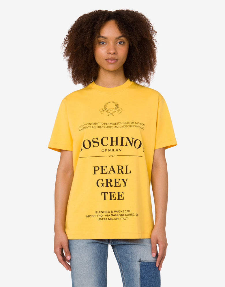 Printed organic cotton jersey T-shirt Yellow Moschino 2