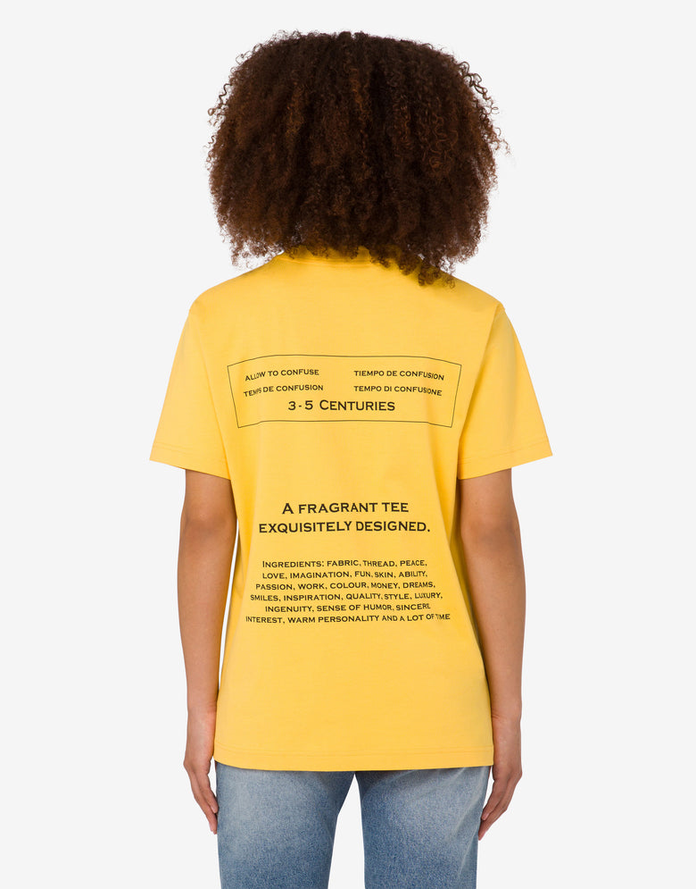Printed organic cotton jersey T-shirt Yellow Moschino 3