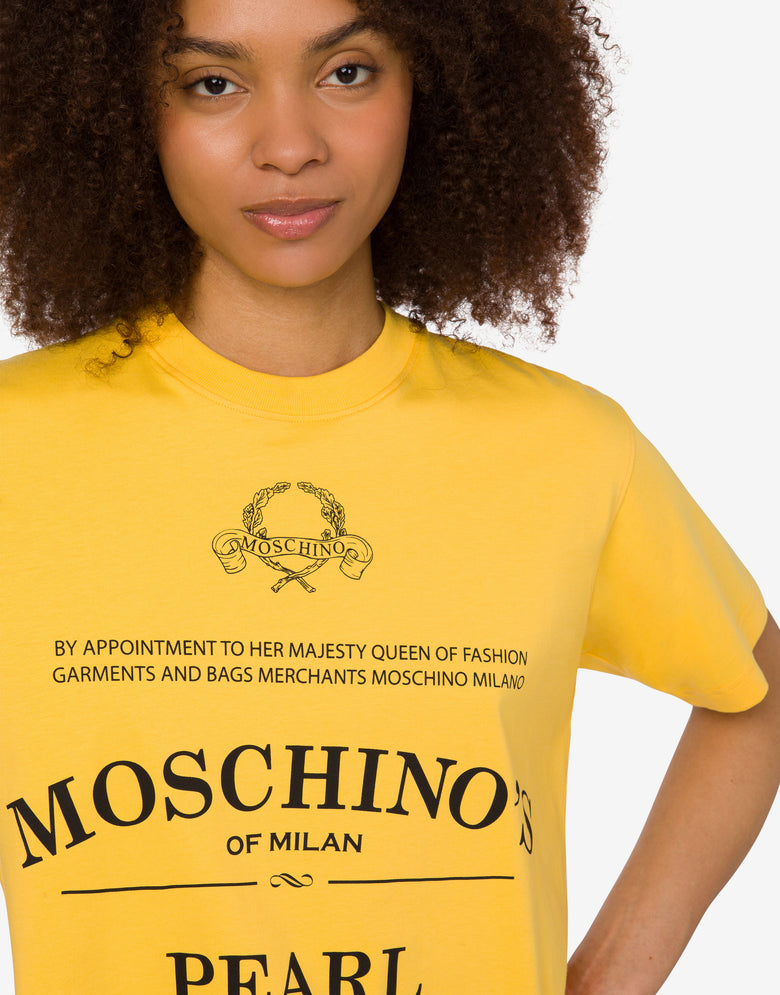Printed organic cotton jersey T-shirt Yellow Moschino 4