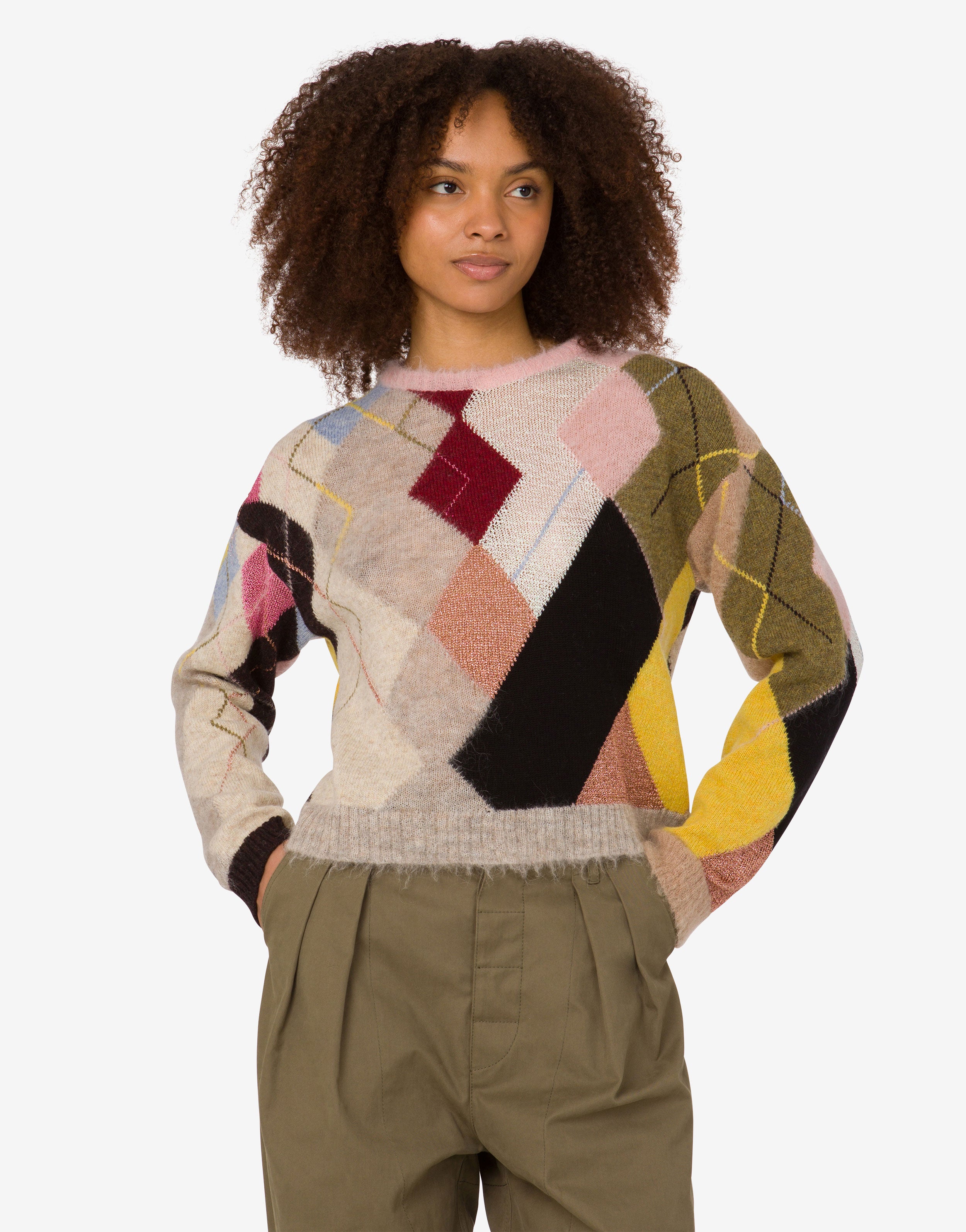 Inlaid gauze mohair pullover | Moschino