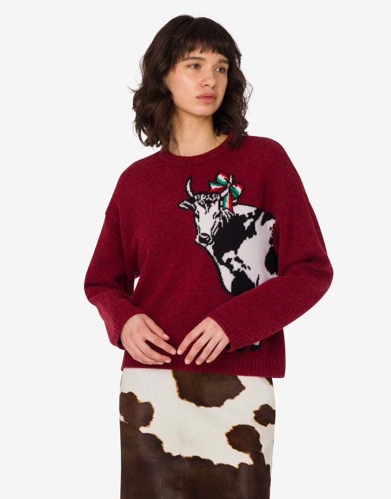 设得兰羊毛套头衫Archive 枣红色 Moschino 2