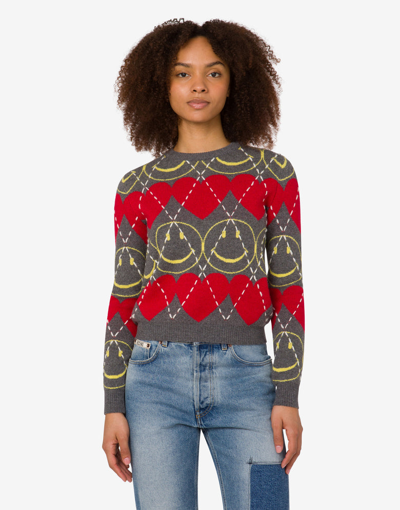 Wool blend pullover Smiley® Grey Moschino 2