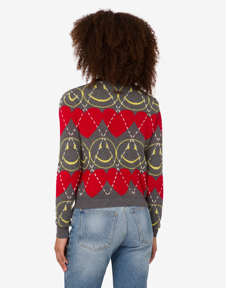 Wool blend pullover Smiley® Grey Moschino 3