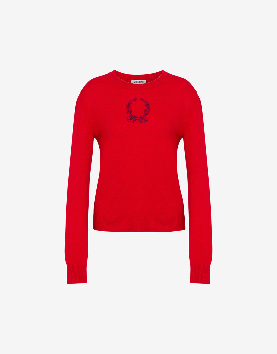Jersey de mezcla de lana Laurel Crown Rojo Moschino 0