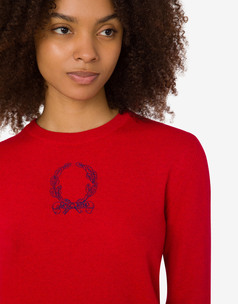 Jersey de mezcla de lana Laurel Crown Rojo Moschino 4