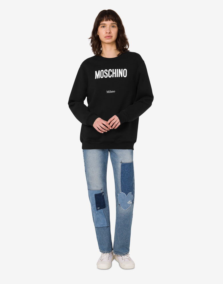 Printed organic cotton sweatshirt Black Moschino 1