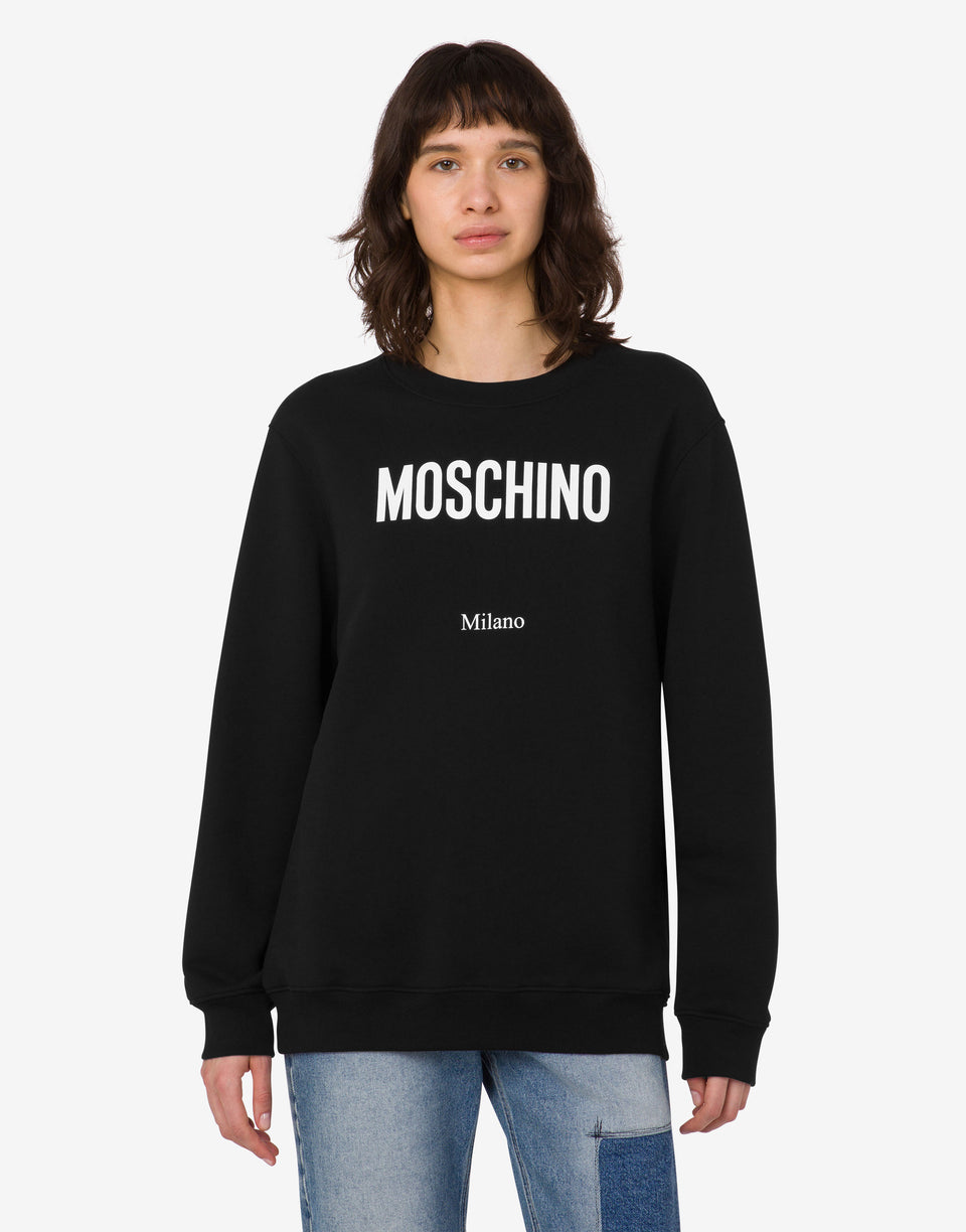 Sudadera estampada de algodón orgánico Negro Moschino 0