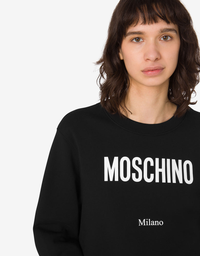 Printed organic cotton sweatshirt Black Moschino 4