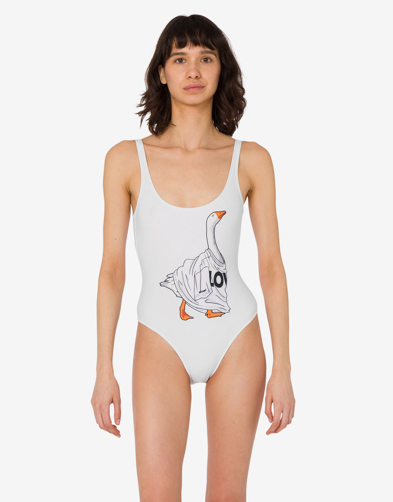 One-piece swimsuit Goose White Moschino 1
