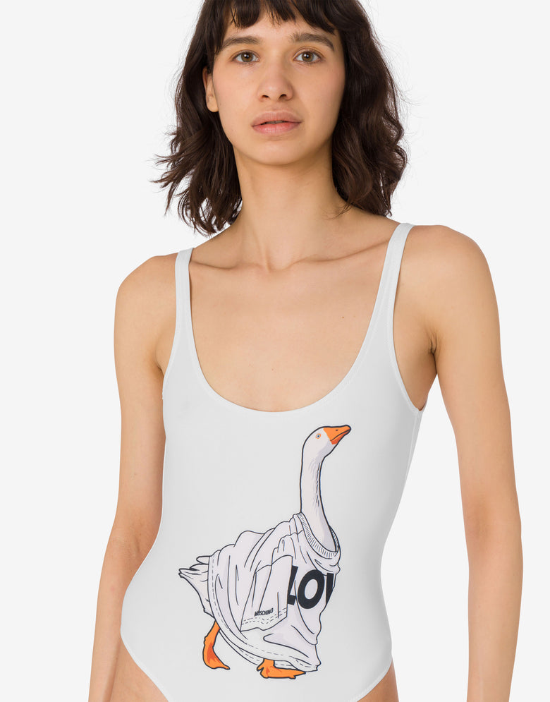 One-piece swimsuit Goose White Moschino 3