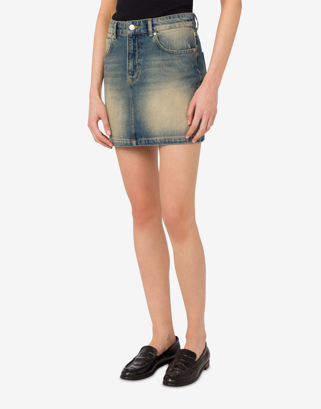 棉质牛仔迷你裙 蓝色牛仔布 Moschino Jeans 1