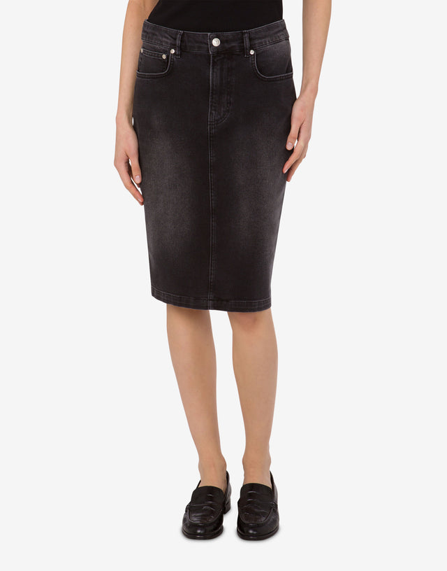 Falda vaquera de algodón elástico Gris oscuro Moschino Jeans 1