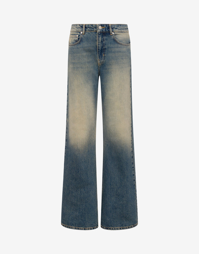 Pantalón acampanado de denim de algodón Blue Denim Moschino Jeans 0