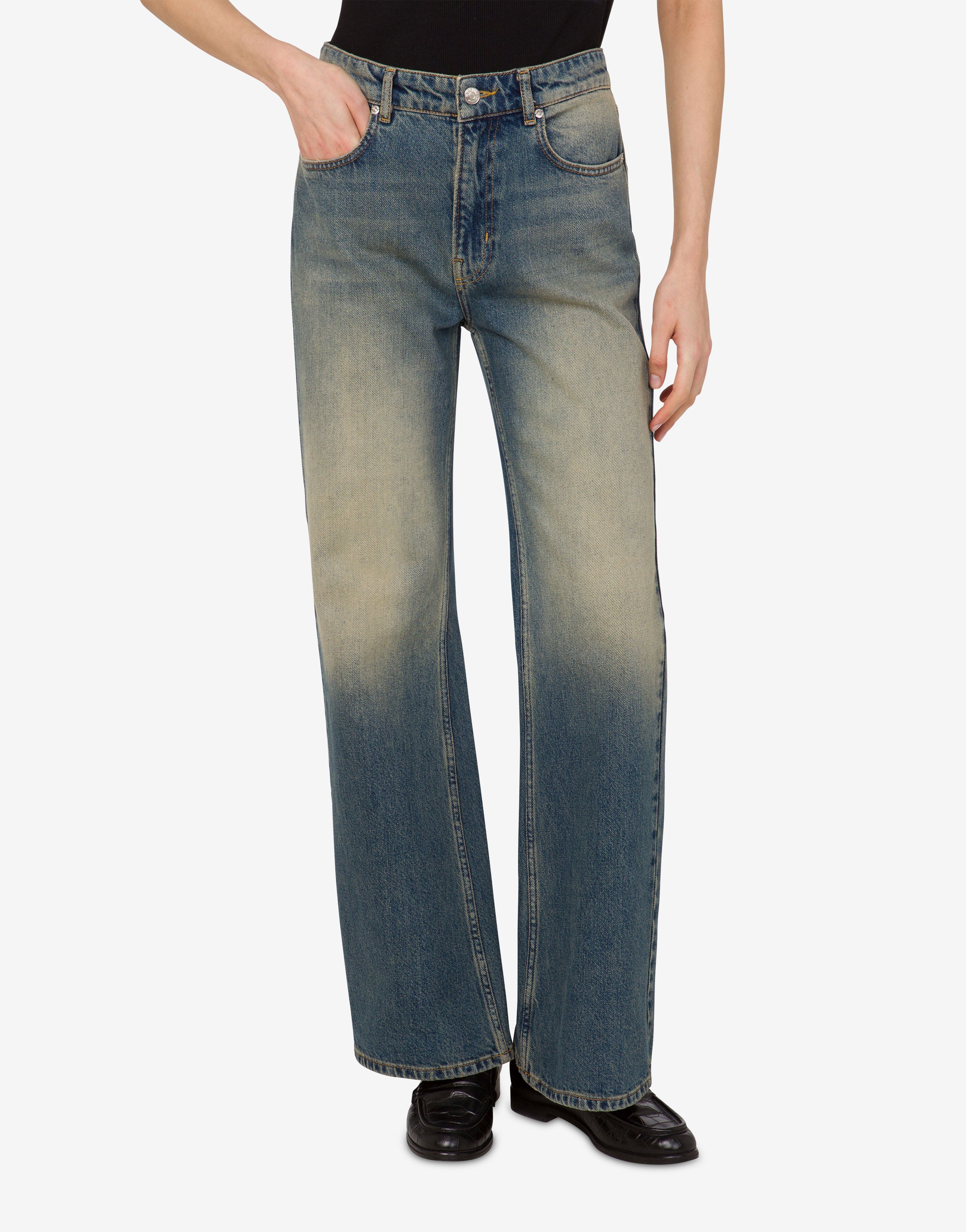 デニム・ジーパン MOSCHINO Women Denims J0308 5522 0295 Blue MOSCHINO JEANS mid-rise flared-leg Jeans | Blue | FARFETCH