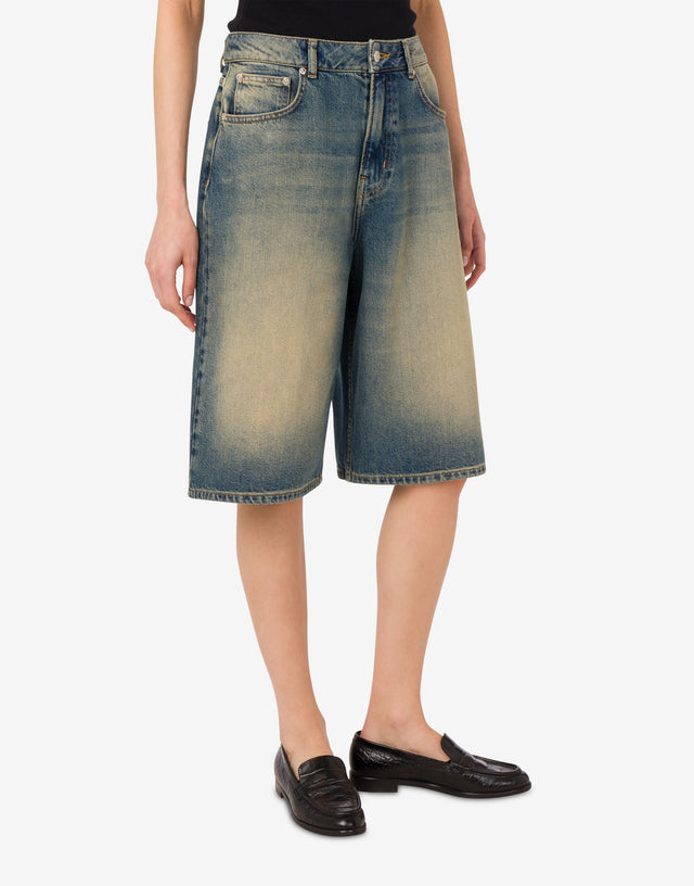 Bermudas de denim de algodón Blue Denim Moschino Jeans 1