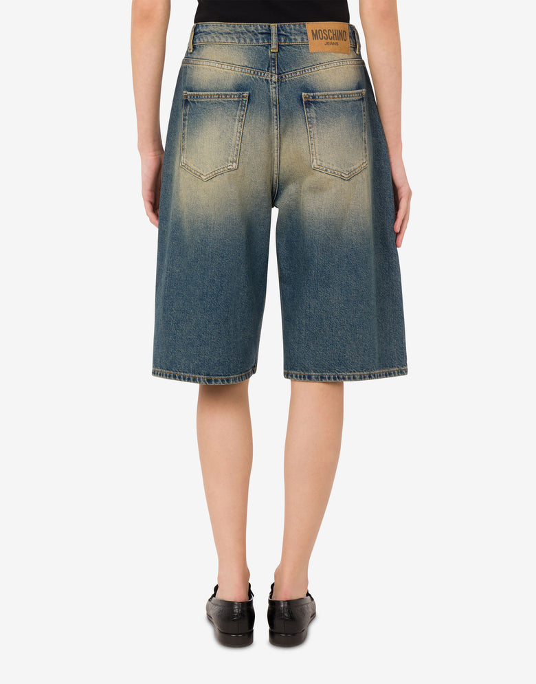 棉质牛仔百慕大短裤 蓝色牛仔布 Moschino Jeans 2