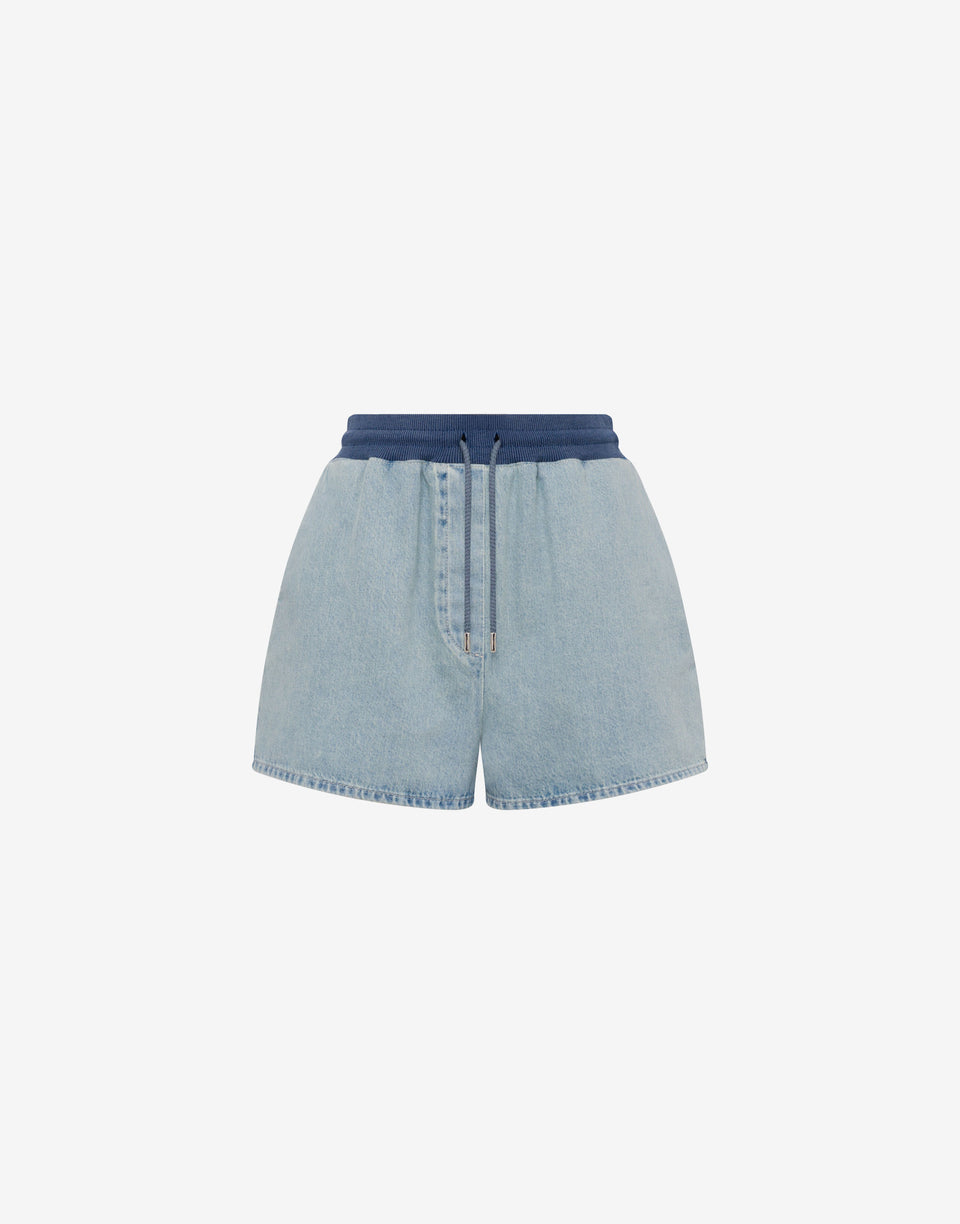棉质牛仔短裤 浅色牛仔蓝 Moschino Jeans 0