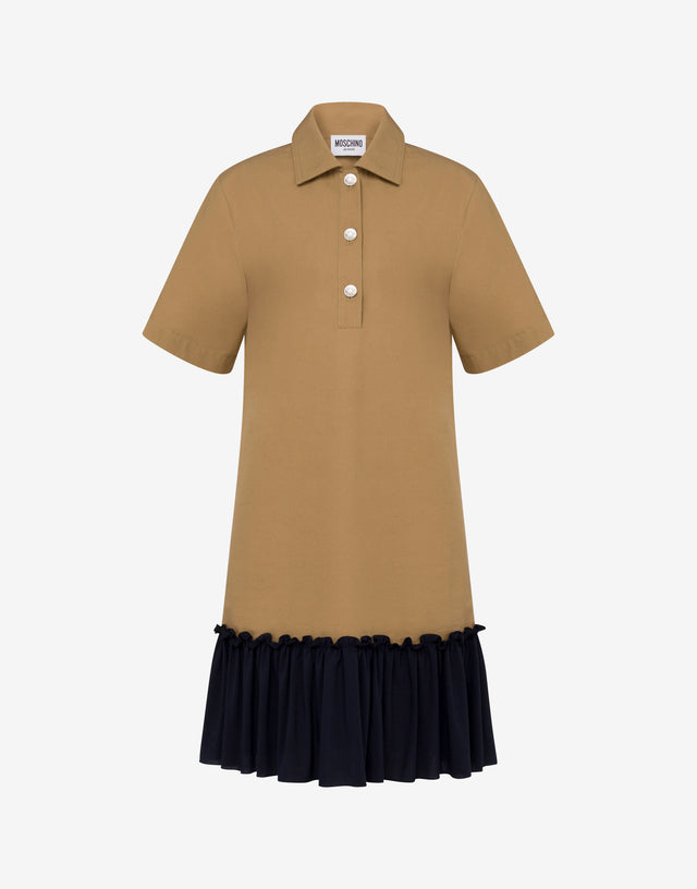 Vestido de sarga de algodón Beige obscuro Moschino Jeans 0
