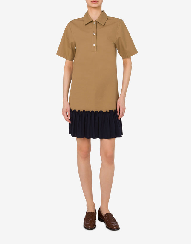 Vestido de sarga de algodón Beige obscuro Moschino Jeans 1