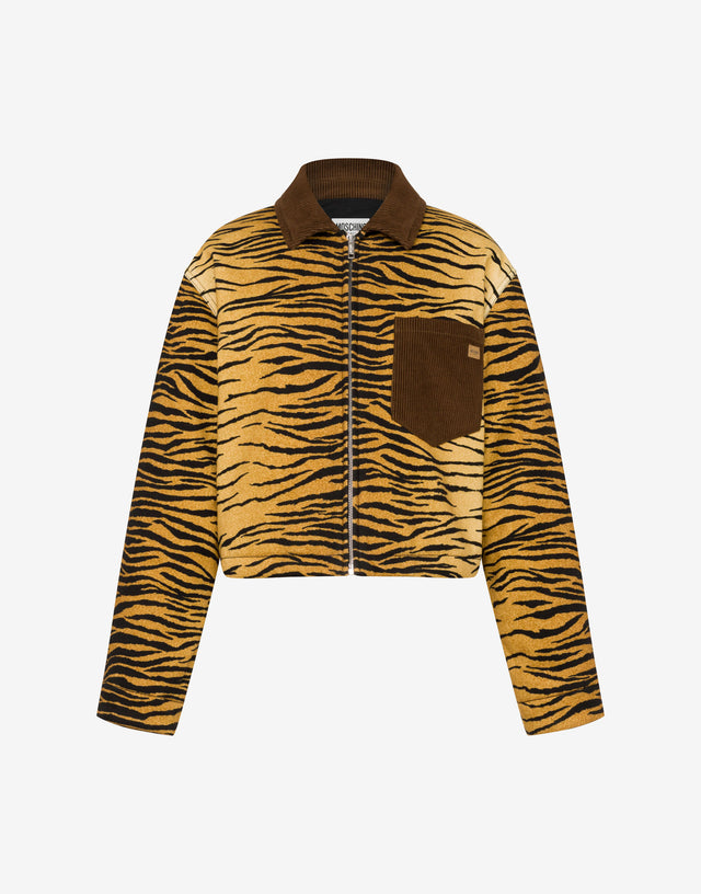 Chaqueta de gabardina de algodón estampada Marrón Moschino Jeans 0